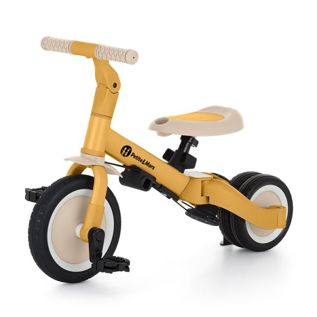 Tricicleta, Petite&Mars, Turbo, 5 in 1, Multifunctionala, Vehicul de impins, Bicicleta cu/fara pedale, Cu maner detasabil, Roti din cauciuc, Pana la 25 kg, 1.5-5 ani, Ocru BYN613814