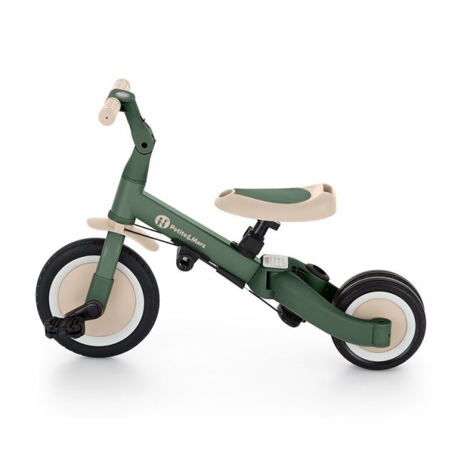 Tricicleta, Petite&Mars, Turbo, 5 in 1, Multifunctionala, Vehicul de impins, Bicicleta cu/fara pedale, Cu maner detasabil, Roti din cauciuc, Pana la 25 kg, 1.5-5 ani, Verde BYN613817