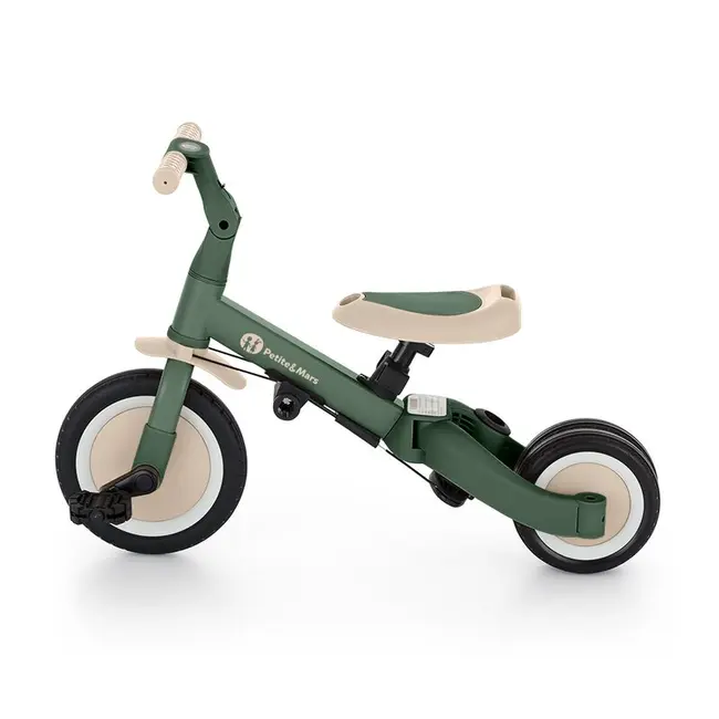 Tricicleta, Petite&Mars, Turbo, 5 in 1, Multifunctionala, Vehicul de impins, Bicicleta cu/fara pedale, Cu maner detasabil, Roti din cauciuc, Pana la 25 kg, 1.5-5 ani, Verde BYN613817