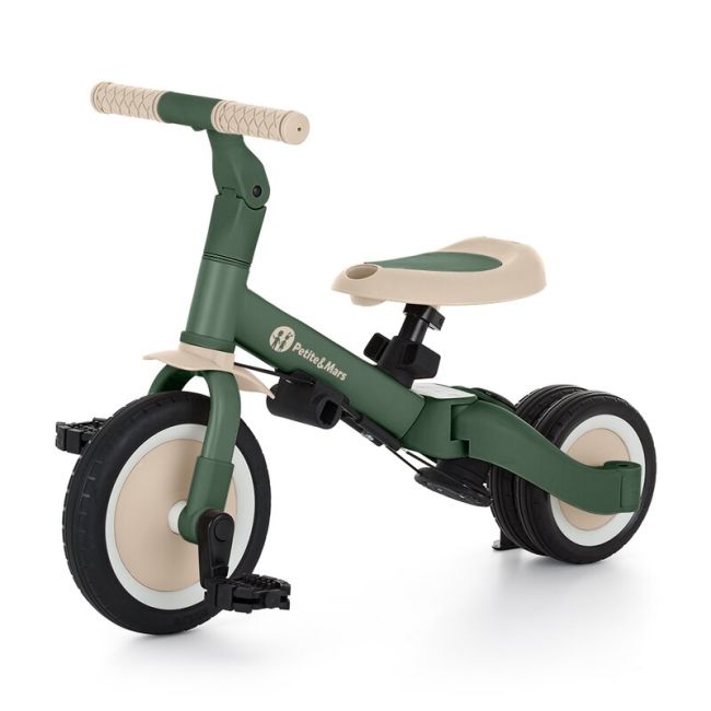 Tricicleta, Petite&Mars, Turbo, 5 in 1, Multifunctionala, Vehicul de impins, Bicicleta cu/fara pedale, Cu maner detasabil, Roti din cauciuc, Pana la 25 kg, 1.5-5 ani, Verde BYN613817