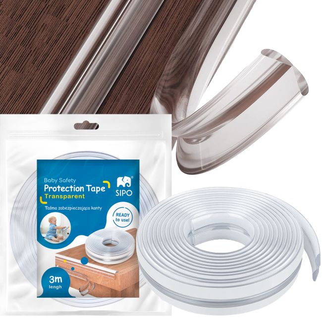 Banda protectie pentru muchii si margini cu adeziv, transparent, SIPO Baby Safety, 3 metri EKDSBS-T10