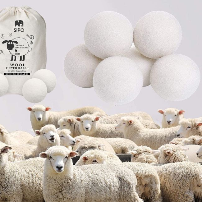 Bile pentru uscator, 6 bucati, din lana ecologica 100% din Noua Zeelanda EKDS-DB6P