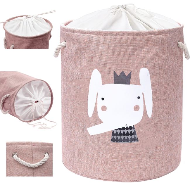 Cos Pliabil Pentru Depozitare Jucarii cu Snur pentru Inchidere, PREMIUM XL, 63 l, Impermeabil, SIPO, Elefant EKDXB02