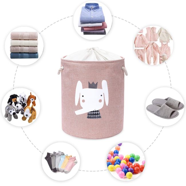 Cos Pliabil Pentru Depozitare Jucarii cu Snur pentru Inchidere, PREMIUM XL, 63 l, Impermeabil, SIPO, Elefant EKDXB02