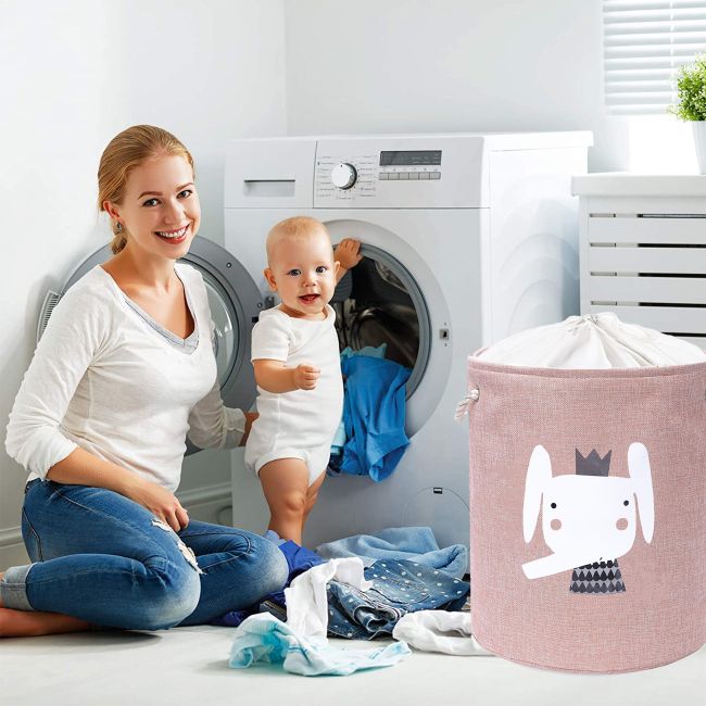 Cos Pliabil Pentru Depozitare Jucarii cu Snur pentru Inchidere, PREMIUM XL, 63 l, Impermeabil, SIPO, Elefant EKDXB02