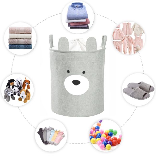 Cos Pliabil Pentru Depozitare Jucarii cu Snur pentru Inchidere, PREMIUM XL, 63 l, Impermeabil, SIPO, Ursulet EKDXB03