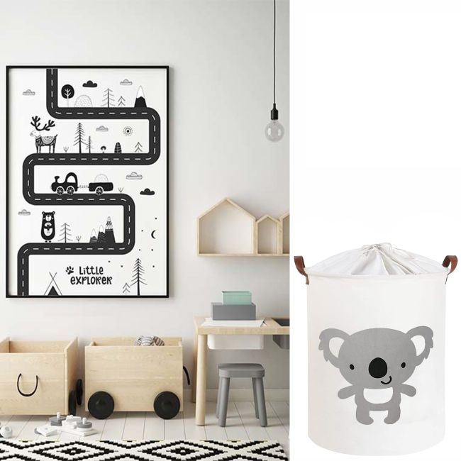 Cos Pliabil Pentru Jucarii, Rufe, Bumbac Canvas, Impermeabil, SIPO, 35x42 cm, Bumbac, 43l, Koala EKDBT026
