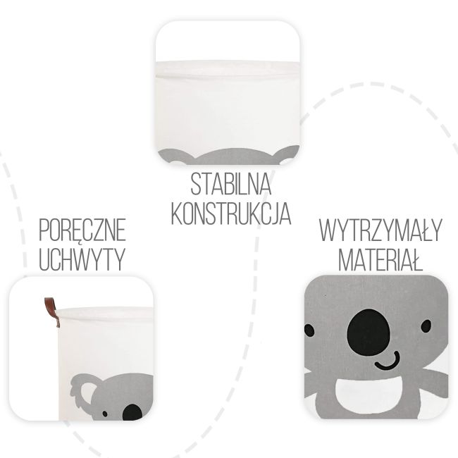 Cos Pliabil Pentru Jucarii, Rufe, Bumbac Canvas, Impermeabil, SIPO, 35x42 cm, Bumbac, 43l, Koala EKDBT026