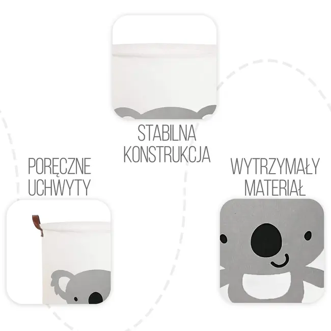 Cos Pliabil Pentru Jucarii, Rufe, Bumbac Canvas, Impermeabil, SIPO, 35x42 cm, Bumbac, 43l, Koala EKDBT026