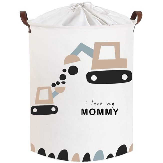 Cos Pliabil Pentru Jucarii, Rufe, Bumbac Canvas, Impermeabil, SIPO, 35x42 cm, Bumbac, 43l, Love Mommy EKDSBT42