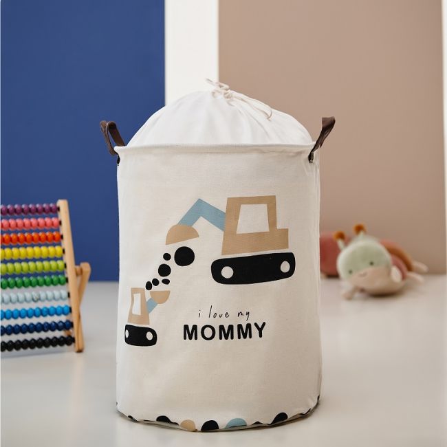 Cos Pliabil Pentru Jucarii, Rufe, Bumbac Canvas, Impermeabil, SIPO, 35x42 cm, Bumbac, 43l, Love Mommy EKDSBT42