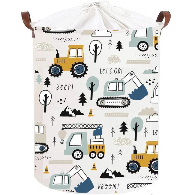Cos Pliabil Pentru Jucarii, Rufe, Bumbac Canvas, Impermeabil, SIPO, 35x42 cm, Bumbac, 43l, Mini Trucks EKDSBT44