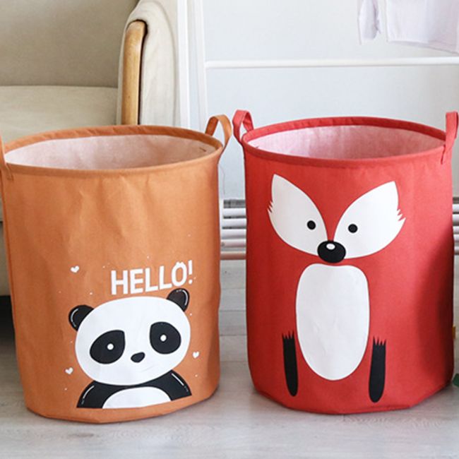 Cos Pliabil Pentru Jucarii, Rufe, Bumbac Canvas, Impermeabil, SIPO, 35x42 cm, Bumbac, 43l, Panda EKDBTC05