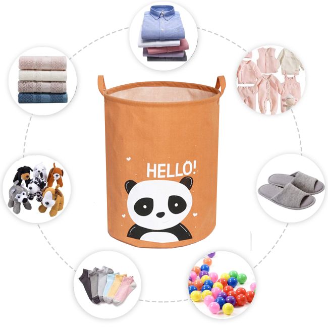 Cos Pliabil Pentru Jucarii, Rufe, Bumbac Canvas, Impermeabil, SIPO, 35x42 cm, Bumbac, 43l, Panda EKDBTC05