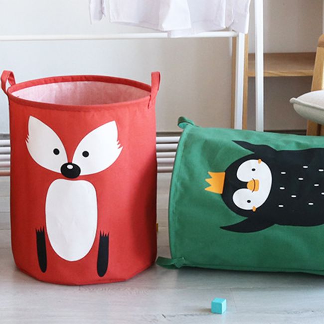 Cos Pliabil Pentru Jucarii, Rufe, Bumbac Canvas, Impermeabil, SIPO, 35x42 cm, Bumbac, 43l, Pinguin EKDBTC04