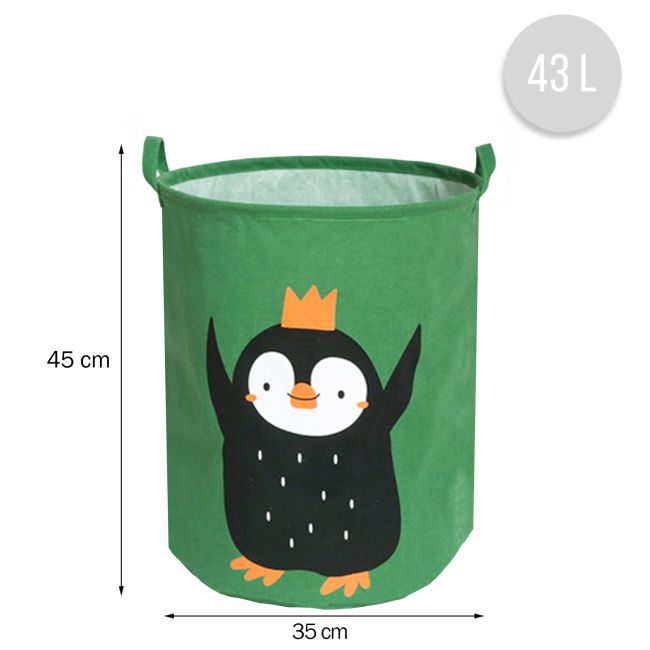 Cos Pliabil Pentru Jucarii, Rufe, Bumbac Canvas, Impermeabil, SIPO, 35x42 cm, Bumbac, 43l, Pinguin EKDBTC04