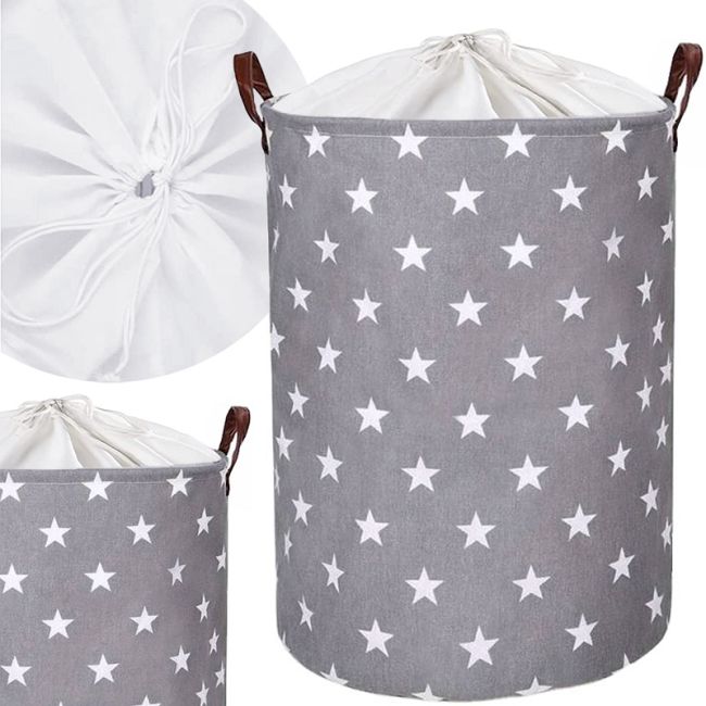 Cos Pliabil Pentru Jucarii, Rufe, Bumbac Canvas, Impermeabil, SIPO, 35x42 cm, Bumbac, 43l, Stars EKDBT007