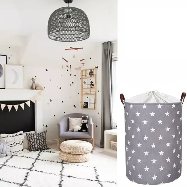 Cos Pliabil Pentru Jucarii, Rufe, Bumbac Canvas, Impermeabil, SIPO, 35x42 cm, Bumbac, 43l, Stars EKDBT007