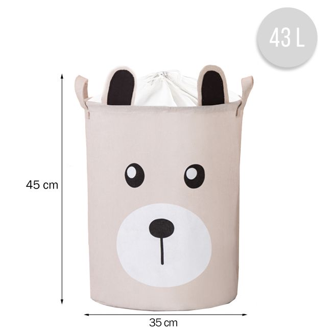 Cos Pliabil Pentru Jucarii, Rufe, Bumbac Canvas, Impermeabil, SIPO, 35x42 cm, Bumbac, 43l, Urs EKDBT036