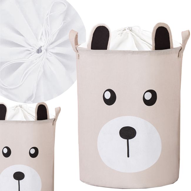 Cos Pliabil Pentru Jucarii, Rufe, Bumbac Canvas, Impermeabil, SIPO, 35x42 cm, Bumbac, 43l, Urs EKDBT036