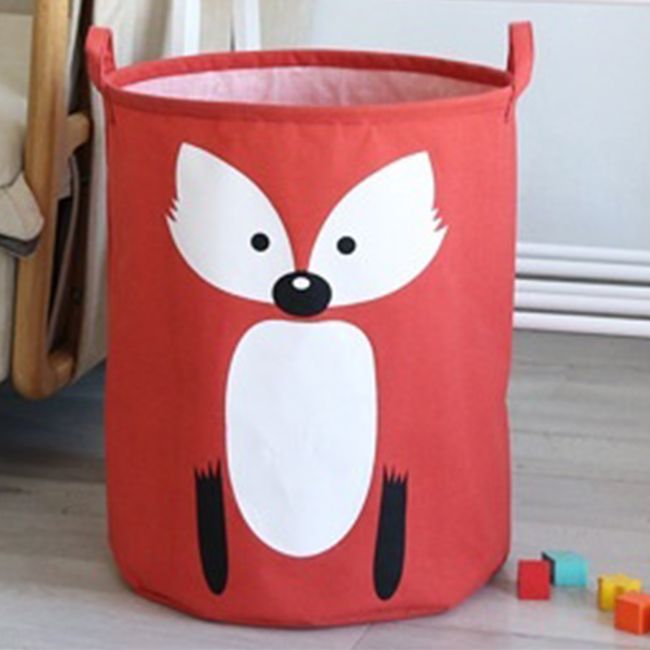 Cos Pliabil Pentru Jucarii, Rufe, Bumbac Canvas, Impermeabil, SIPO, 35x42 cm, Bumbac, 43l, Vulpe EKDBT03