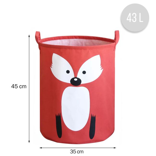 Cos Pliabil Pentru Jucarii, Rufe, Bumbac Canvas, Impermeabil, SIPO, 35x42 cm, Bumbac, 43l, Vulpe EKDBT03