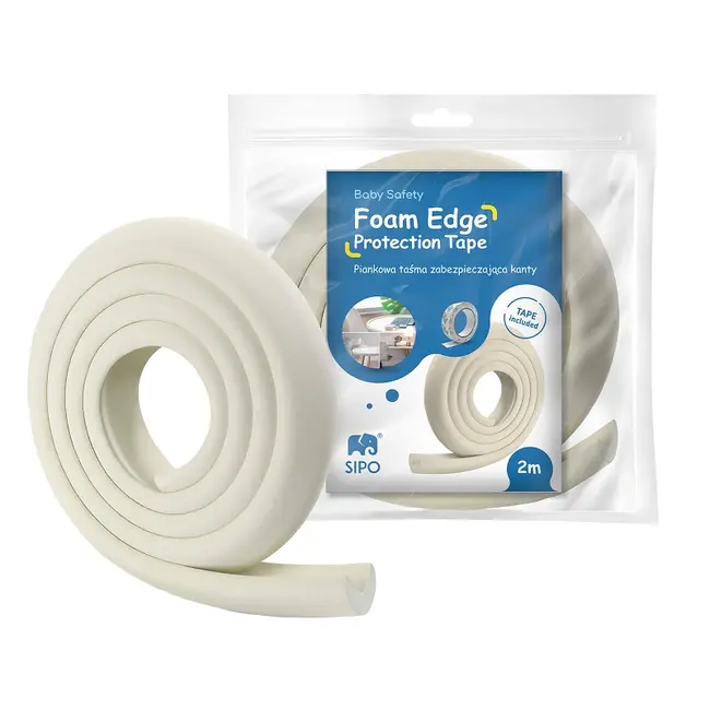Rola protectie din spuma groasa pentru colturi mobilier, pentru copii, SIPO Baby Safety, 2 metri, Crem EKDSBS-T11-F3