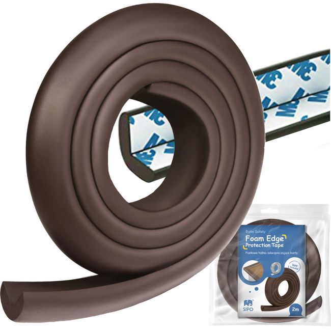 Rola protectie din spuma groasa pentru colturi mobilier, pentru copii, SIPO Baby Safety, 2 metri, Maro EKDSBS-T11-F4