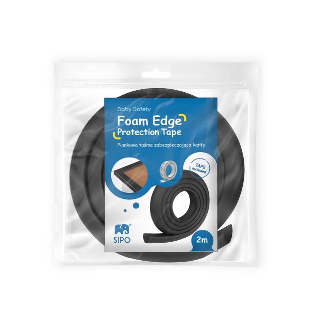 Rola protectie din spuma groasa pentru colturi mobilier, pentru copii, SIPO Baby Safety, 2 metri, Negru EKDSBS-T11-F2
