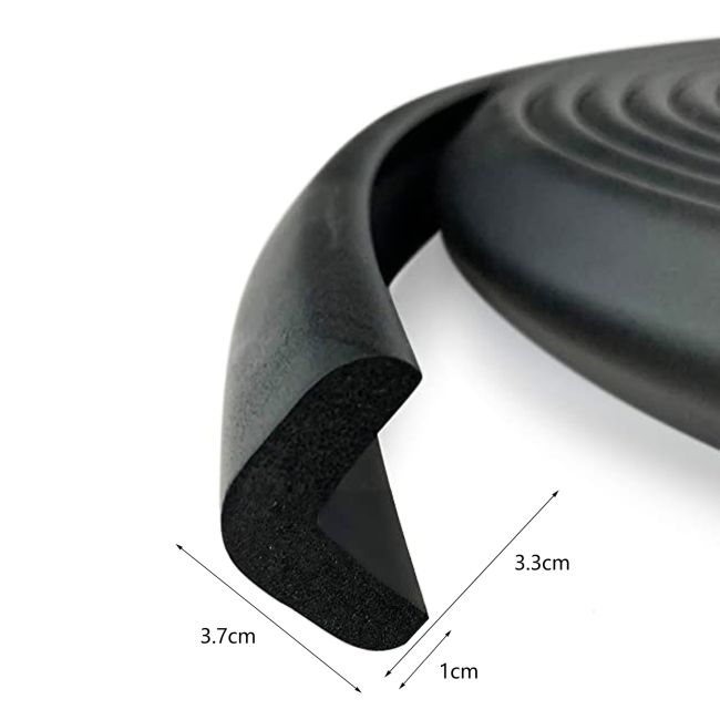 Rola protectie din spuma groasa pentru colturi mobilier, pentru copii, SIPO Baby Safety, 2 metri, Negru EKDSBS-T11-F2