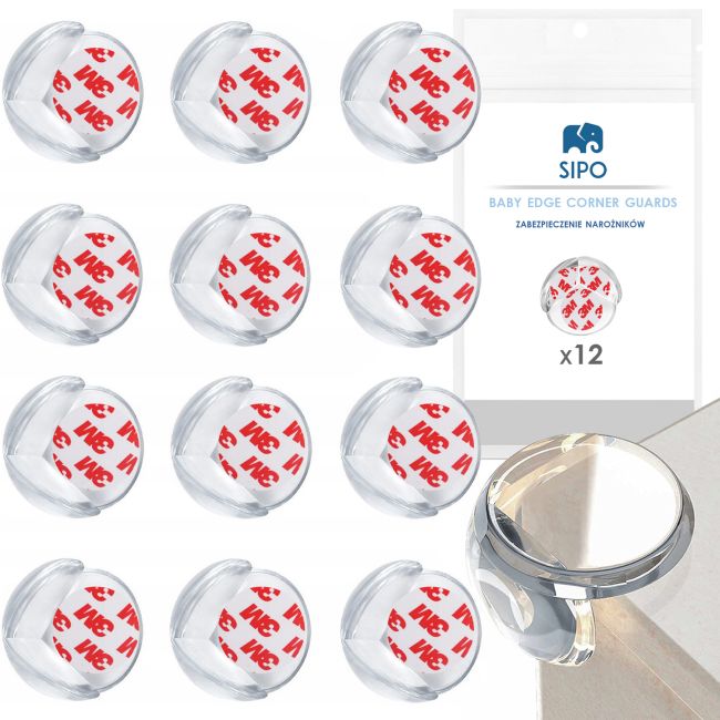 Set 12 Coltare din Silicon pentru Protectie Ridicata la Colturile Mobilei, pentru Siguranta Copii, din Silicon, Runda, SIPO Baby Safety EKDSBS-EC51