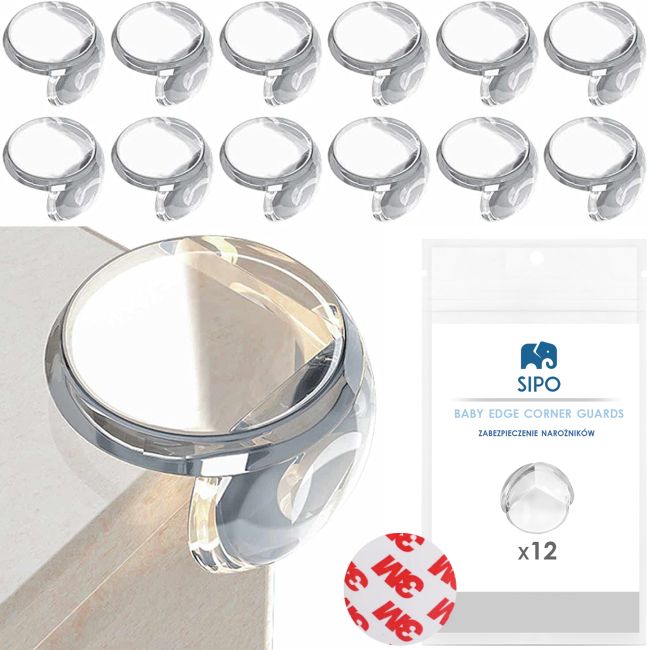 Set 12 Coltare din Silicon pentru Protectie Ridicata la Colturile Mobilei, pentru Siguranta Copii, din Silicon, Runda, SIPO Baby Safety EKDSBS-EC51