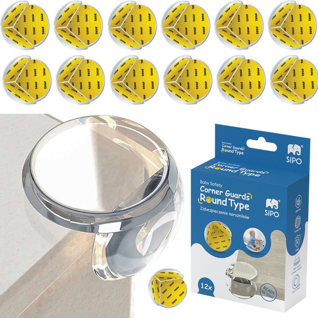 Set 12 Coltare din Silicon pentru Protectie Ridicata la Colturile Mobilei, pentru Siguranta Copii, din Silicon, Runda, SIPO Baby Safety EKDSBS-EC51