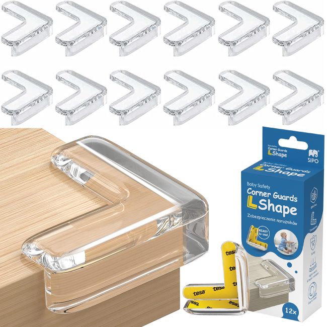 Set 12 Coltare din Silicon pentru Protectie Ridicata la Colturile Mobilei, pentru Siguranta Copii, din Silicon, Triunghi, SIPO Baby Safety EKDSBS-EC52