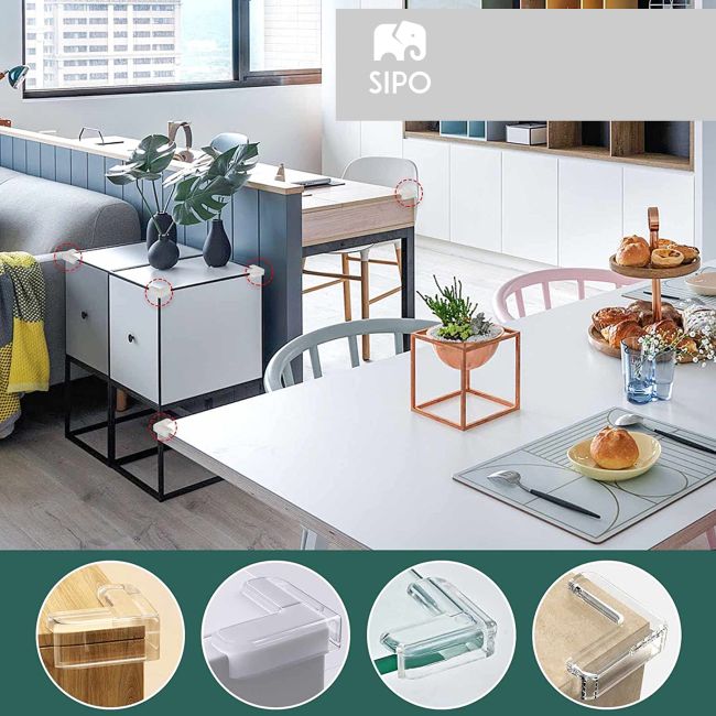 Set 12 Coltare din Silicon pentru Protectie Ridicata la Colturile Mobilei, pentru Siguranta Copii, din Silicon, Triunghi, SIPO Baby Safety EKDSBS-EC52