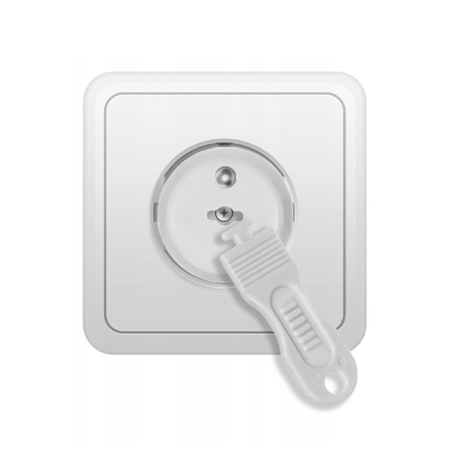 Set 12 capace de protectie pentru prize cu cheita, SIPO Baby Safety, Alb EKDSBS-C10
