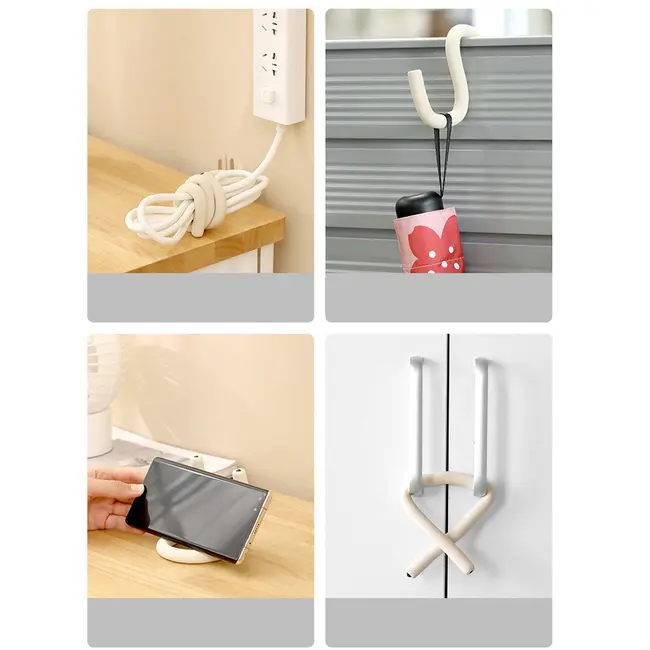 Set 2 buc, Incuietoare flexibila universala, usi, dulapuri, sertare, carlig, cuier, reglabil, SIPO, Negru EKDMFL22