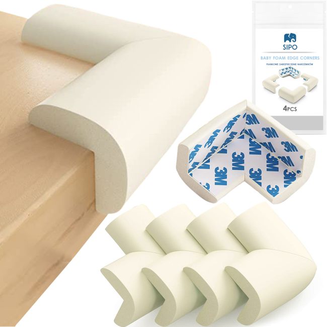 Set 4 aparatori moi pentru colturi, pentru copii, SIPO Baby Safety, Crem EKDSBS-T11-F3E