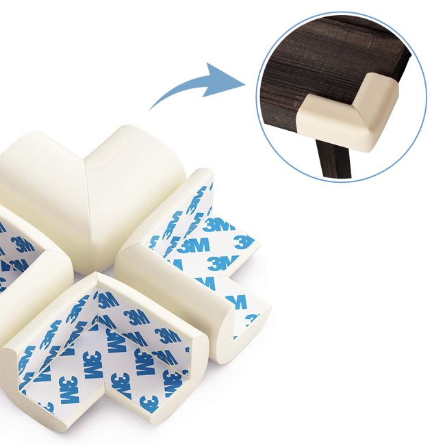 Set 4 aparatori moi pentru colturi, pentru copii, SIPO Baby Safety, Crem EKDSBS-T11-F3E