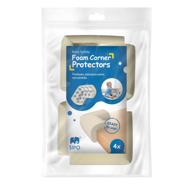 Set 4 aparatori moi pentru colturi, pentru copii, SIPO Baby Safety, Crem EKDSBS-T11-F3E