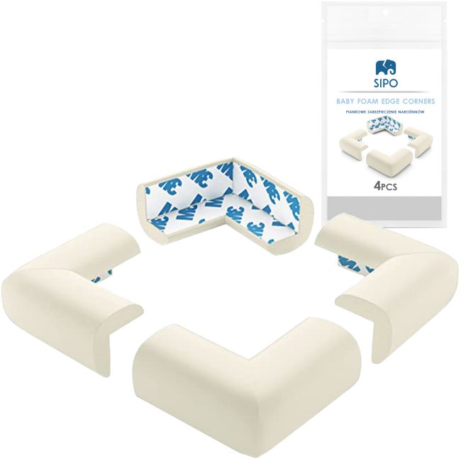 Set 4 aparatori moi pentru colturi, pentru copii, SIPO Baby Safety, Crem EKDSBS-T11-F3E