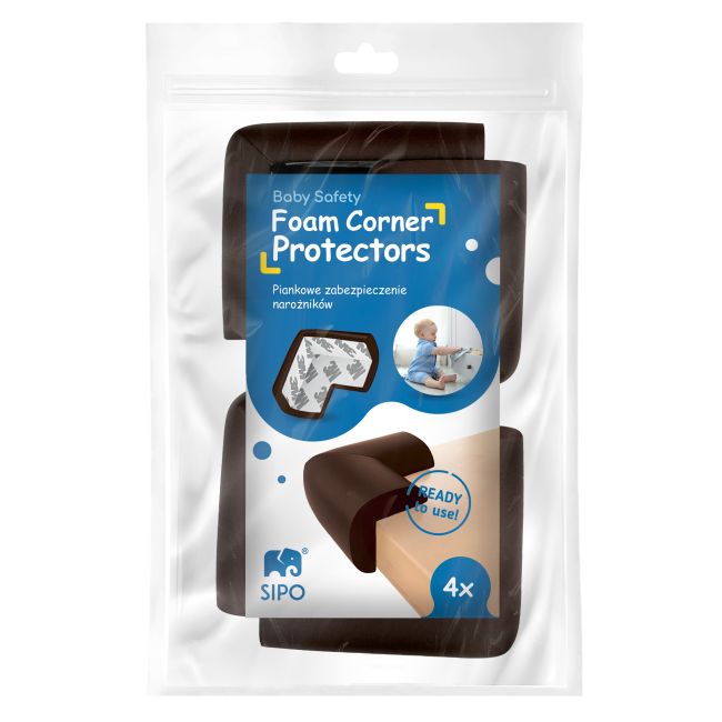 Set 4 aparatori moi pentru colturi, pentru copii, SIPO Baby Safety, Maro EKDSBS-T11-F4E