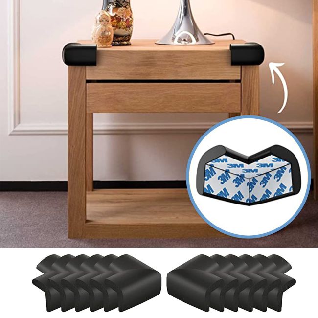 Set 4 aparatori moi pentru colturi, pentru copii, SIPO Baby Safety, Negru EKDSBS-T11-F2E