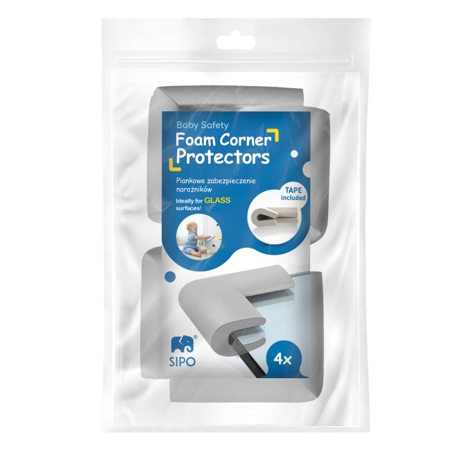 Set 4 aparatori moi pentru suprafetele de sticla ale mobilierului, pentru copii, SIPO Baby Safety, Gri EKDSBS-T23UE