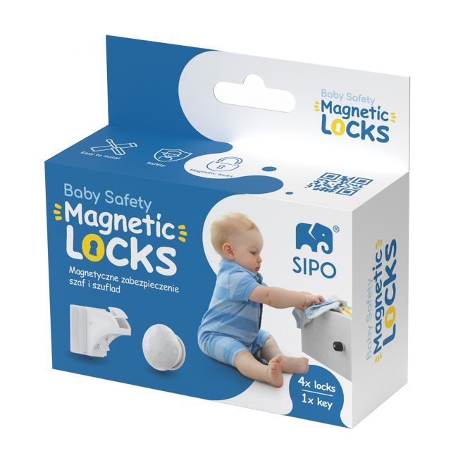 Set 4 protectii magnetice pentru usi de dulapuri si sertare, SIPO Baby Safety EKDSBS-M4