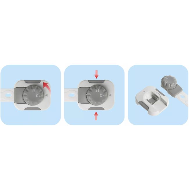 Sistem siguranta copii SIPO, blocator sertare, usa cuptor, frigider, congelator, dulap, previne deschiderea accidentala, adeziv puternic 3M, fara urme EKDSBS-214
