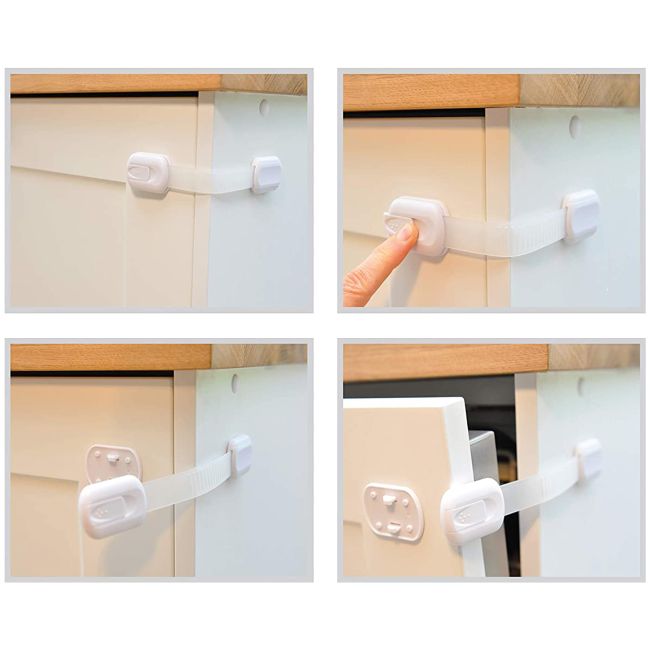 Sistem siguranta copii SIPO, blocator sertare, usa cuptor, frigider, congelator, dulap, previne deschiderea accidentala, adeziv puternic 3M, fara urme EKDSBS-217
