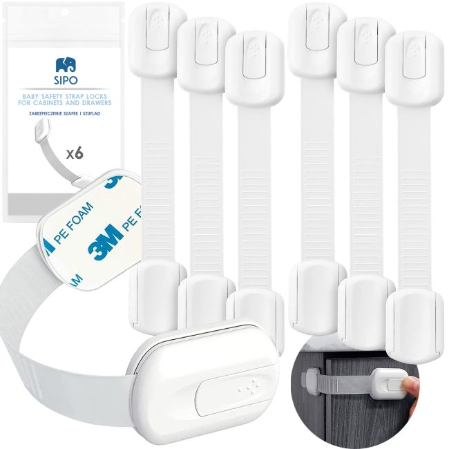 Sistem siguranta copii SIPO, blocator sertare, usa cuptor, frigider, congelator, dulap, previne deschiderea accidentala, adeziv puternic 3M, fara urme EKDSBS-217