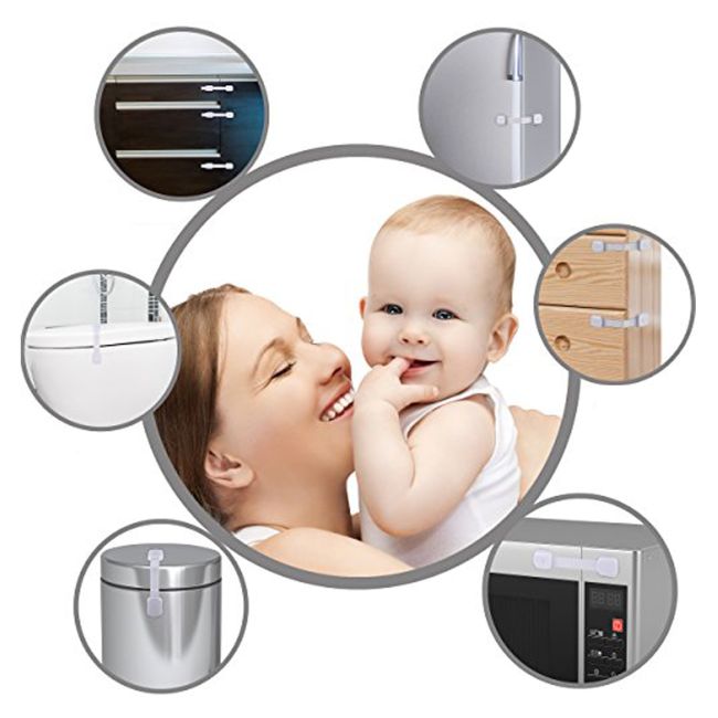 Sistem siguranta copii SIPO, blocator sertare, usa cuptor, frigider, congelator, dulap, previne deschiderea accidentala, adeziv puternic 3M, fara urme EKDSBS-217