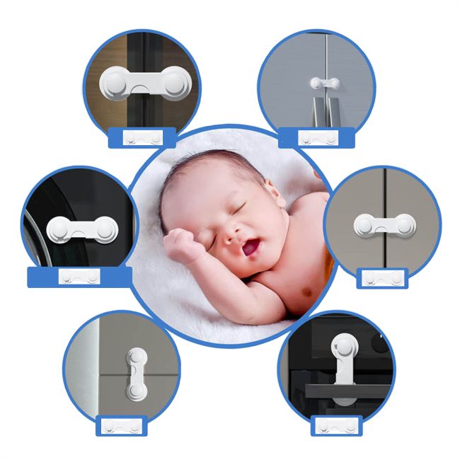 Sistem siguranta copii SIPO, sistem de blocare sertare, dulap, previne deschiderea accidentala, adeziv puternic 3M, fara urme de indepartare, set 10 b EKDSBS-215